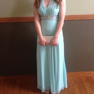 Sequin Hearts Beaded Waist Open Back Halter Dress